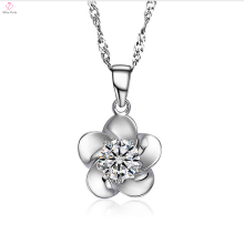 Personalized 925 Silver Chain Flower Cz Pendant Necklace